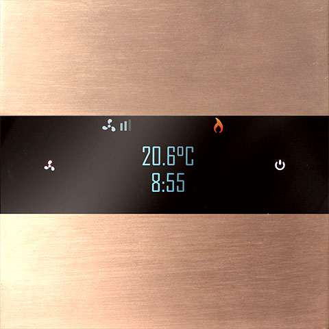 Picture of the Basalte Deseo control panel. It shows the temperature which is 20.6 degrees celsius.
